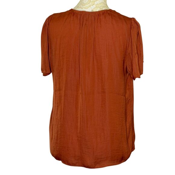 Maison d Amelie Smocked Blouse Shirt Top V Neck Orange XS NWT - Picture 3 of 6